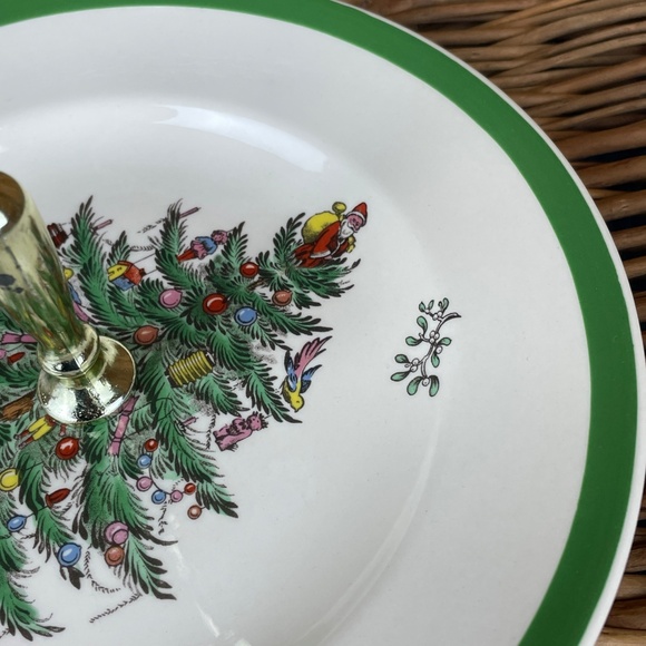SPODE Christmas Tree Tid Bit Plate with Center Handle Cookie Plate - Picture 4 of 6